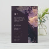 Invitation Élégant Monogramme Luxe Boho foncé Arche Florale (Debout devant)