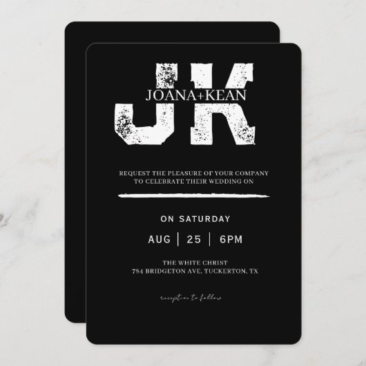 Invitation Élégant Monogramme Mariage moderne (Devant / Derrière)