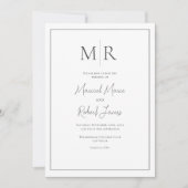 Invitation Élégant Monogramme Mariage Moderne Noir & Blanc (Devant)