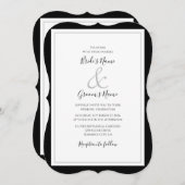 Invitation Élégant Monogramme Mariage noir et blanc (Devant / Derrière)
