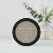 Invitation Élégant Monogramme Mariage noir et or (Debout devant)