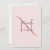 Invitation Élégant Monogramme Mariage rose initial (Devant)