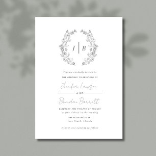 Invitation Élégant Monogramme Mariage simple