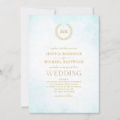 Invitation Élégant Monogramme minimaliste Classique Turquoise (Devant)