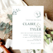 Invitation Élégant Monogramme Moderne de Mariage Vert