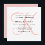Invitation Élégant Monogramme moderne en Mariage rose<br><div class="desc">Ces invitations de mariage élégantes affichent votre monogramme dans un texte grand et moderne coloré dans une ombre de quartz rose clair sur un arrière - plan blanc. Un look simple et élégant pour votre mariage moderne.</div>