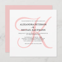 Élégant Monogramme moderne en Mariage rose