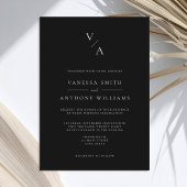 Invitation Élégant Monogramme moderne Mariage noir et blanc