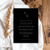 Invitation Élégant Monogramme moderne Mariage noir et blanc
