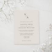 Invitation Élégant Monogramme moderne Mariage noir et ivoire