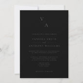 Invitation Élégant Monogramme moderne Matte Mariage noir (Devant)