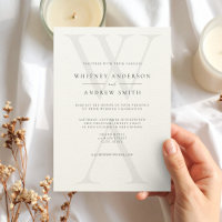 Élégant Monogramme Moderne Noir & Ecru Mariage