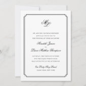 Invitation Élégant Monogramme noir et blanc Mariage de script (Devant)