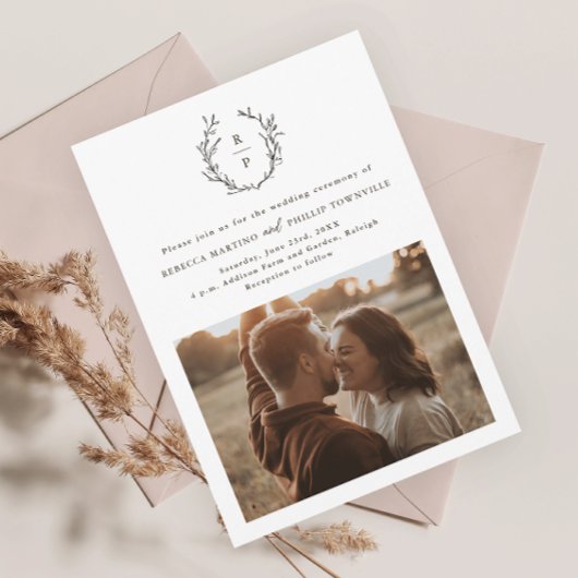 Invitation Élégant Monogramme noir et blanc Mariage officiel