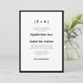 Invitation Élégant Monogramme Noir Moderne Gras Mariage (Debout devant)