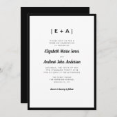 Invitation Élégant Monogramme Noir Moderne Gras Mariage (Devant / Derrière)