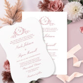 Invitation Élégant Monogramme officiel Dusty Rose Mariage