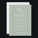 Invitation Élégant Monogramme officiel Sage Mariage vert<br><div class="desc">Style traditionnel faire-part de mariage vert sauge avec un design simple et classique avec vos deux monogrammes initiaux et vos noms dans une calligraphie élégante à l'intérieur d'une mince bordure. Tous les éléments de conception peuvent être modifiés dans l'outil d'édition de conception. Ces invitations de mariage élégantes sont parfaites pour...</div>