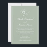 Invitation Élégant Monogramme officiel Sage Mariage vert<br><div class="desc">Style traditionnel faire-part de mariage vert sauge avec un design simple et classique avec vos deux monogrammes initiaux et vos noms dans une calligraphie élégante à l'intérieur d'une mince bordure. Tous les éléments de conception peuvent être modifiés dans l'outil d'édition de conception. Ces invitations de mariage élégantes sont parfaites pour...</div>