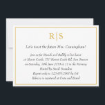 Invitation Élégant Monogramme Or Brunch nuptial<br><div class="desc">Invitations formelles et sophistiquées de brunch de mariée avec un design simple avec les détails de votre événement à l'intérieur d'une fausse bordure d'or, sur un arrière - plan blanc. En haut se trouve votre deux monogramme initial et vos détails sont en italique. Un design élégant et classe qui ne...</div>