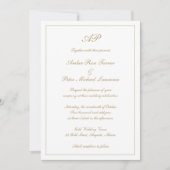Invitation Élégant Monogramme Or Formal Tout en un Mariage (Devant)