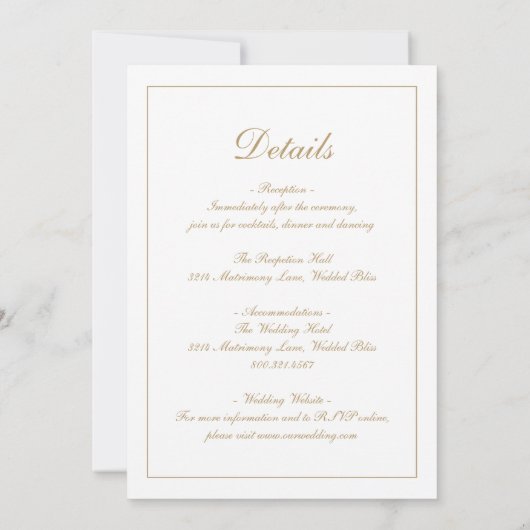 Invitation Élégant Monogramme Or Formal Tout en un Mariage (Dos)
