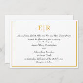 Invitation Élégant Monogramme or Mariage royal (Devant / Derrière)