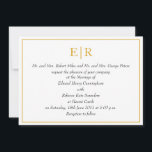 Invitation Élégant Monogramme or Mariage royal<br><div class="desc">Invitations officielles de mariage inspirées par le faire-part de mariage royal du prince William et Kate Middleton qui se sont mariés en avril 2011. Ces élégants invitations de mariage présentent votre monogramme en or en haut, le libellé formel et les détails de votre mariage en italique entouré d'un cadre en...</div>
