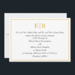 Invitation Élégant Monogramme or Mariage royal<br><div class="desc">Invitations officielles de mariage inspirées par le faire-part de mariage royal du prince William et Kate Middleton qui se sont mariés en avril 2011. Ces élégants invitations de mariage présentent votre monogramme en or en haut, le libellé formel et les détails de votre mariage en italique entouré d'un cadre en...</div>