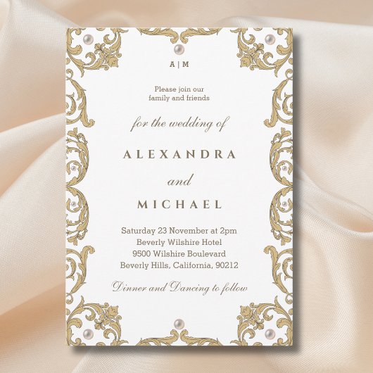 Invitation Élégant Monogramme Ornate Victorian Vintage Weddin