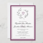 Invitation Élégant Monogramme photo de prune QR Code Wreath (Devant)