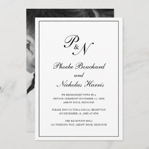 Invitation Élégant Monogramme Photo Réception de mariage form