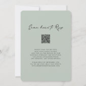 Invitation Élégant Monogramme QR Code RSVP Sage Green Mariage (Dos)