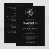 Invitation Élégant Monogramme QR Code Tout en un Mariage (Devant / Derrière)