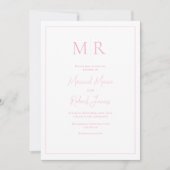 Invitation Élégant Monogramme Rose Mariage Moderne (Devant)