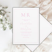 Invitation Élégant Monogramme Rose Mariage Moderne