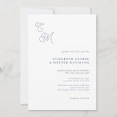 Invitation Élégant Monogramme Script Dusty Blue Mariage (Devant)