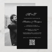 Invitation Élégant Monogramme Script Photo Mariage traditionn (Devant / Derrière)