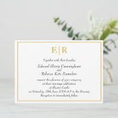 Invitation Élégant Monogramme Simple Mariage or (Debout devant)