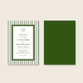 Invitation Élégant Monogramme Vert Forêt Rayé Mariage