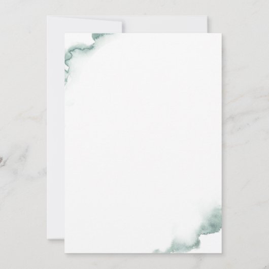 Invitation Élégant Monogramme, Vert, Mariage Aquarelle Sage (Dos)