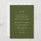 Invitation Élégant Monogramme Vert Olive Mariage Classique (Devant)