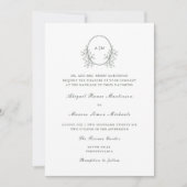 Invitation Élégant Monogramme Vert QR Rsvp Mariage photo (Devant)