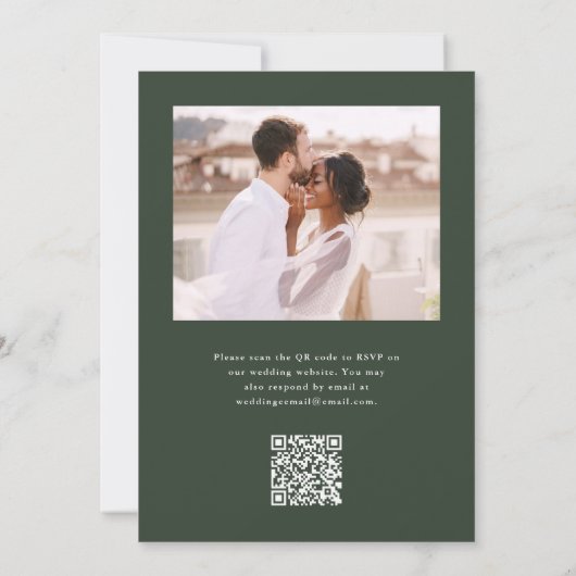 Invitation Élégant Monogramme Vert QR Rsvp Mariage photo (Dos)