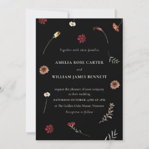 Invitation Élégant Moody Automne Fleur sauvage Mariage d'auto
