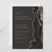 Invitation Élégant Moody Black Agate Gold Parties scintillant (Devant)