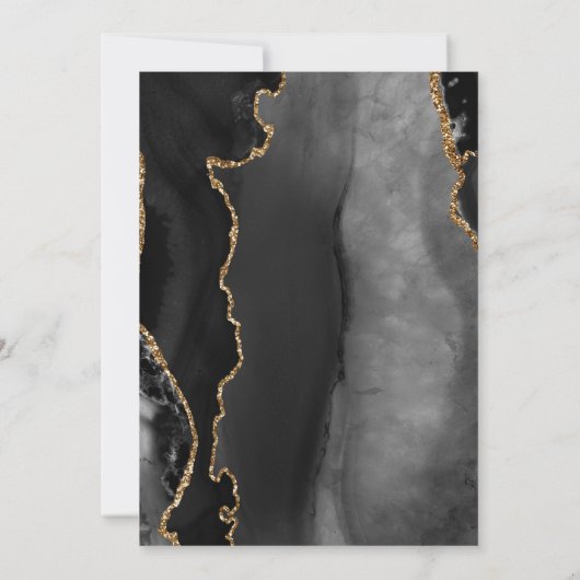Invitation Élégant Moody Black Agate Gold Parties scintillant (Dos)