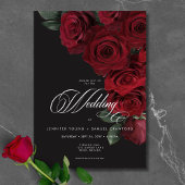 Invitation Élégant Moody Blood Red Roses Floral Mariage