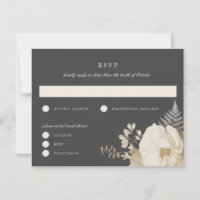Elégant Moody Boho Floral Wedding RSVP Reply Card