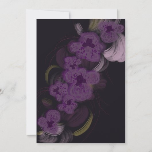 Invitation Élégant Moody Dark Purple Orchids Wreath Mariage (Dos)
